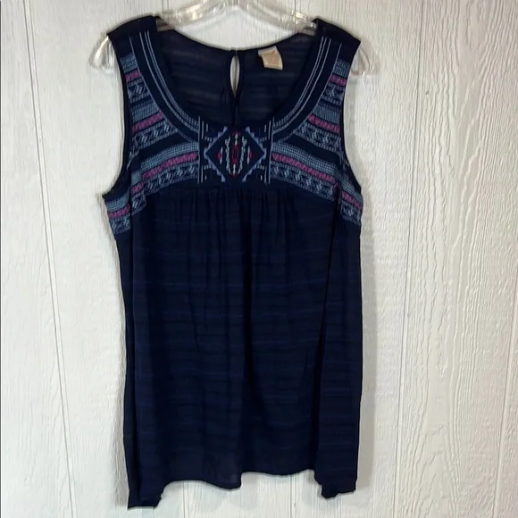 Faded Glory Blue Embellished Sleeveless Blouse - Picture 1 of 2